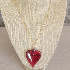 Over-Sized Red Heart Necklace